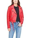 Levi's Women's Faux Leather Asymmetrical Belted Motorcycle Jacket (Standard and Plus), Red, X-Small | Amazon (US)