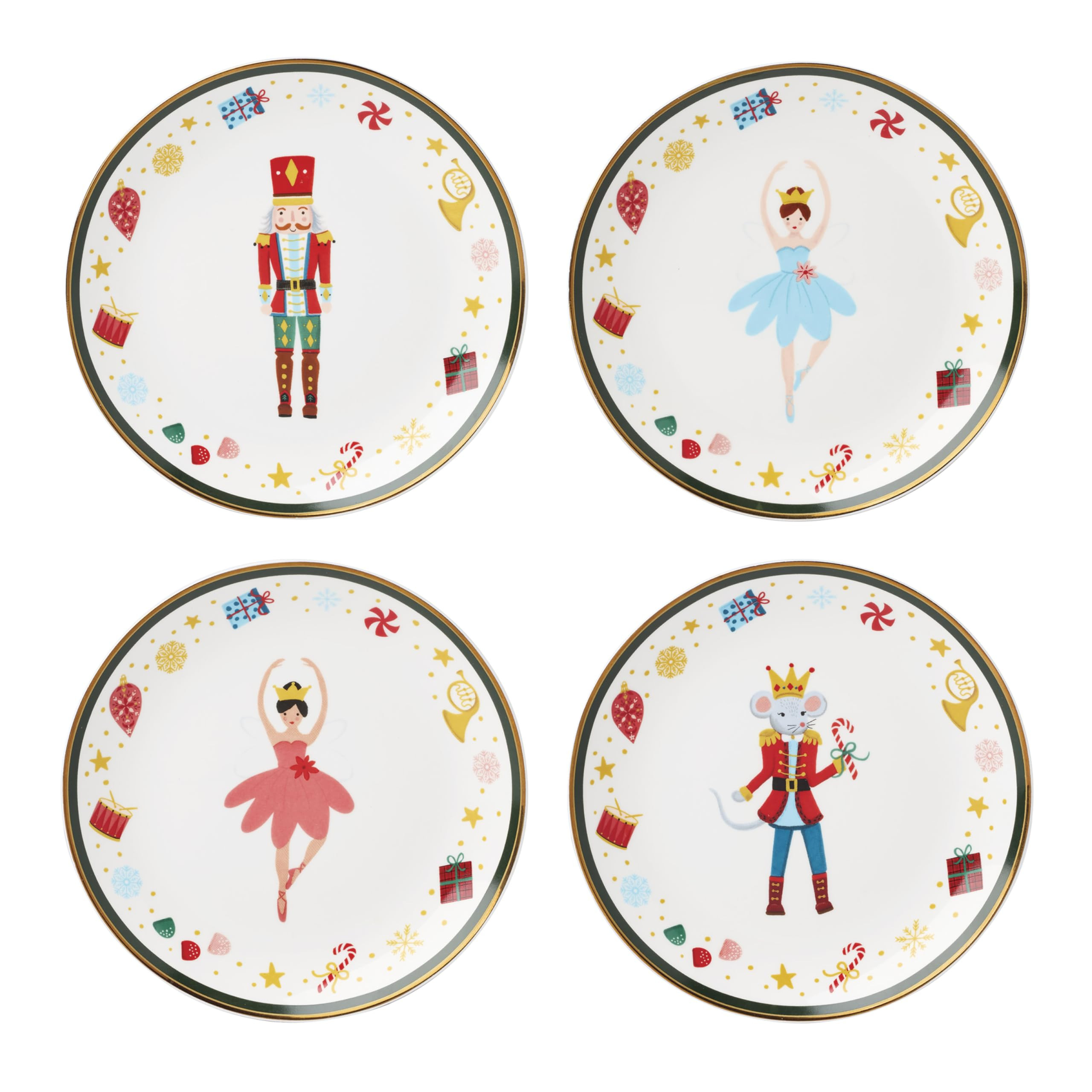 Lenox Dinnerware, Nutcracker Ballet Tidbit Plates, Service for 4, Microwave Safe & Dishwasher Saf... | Amazon (US)