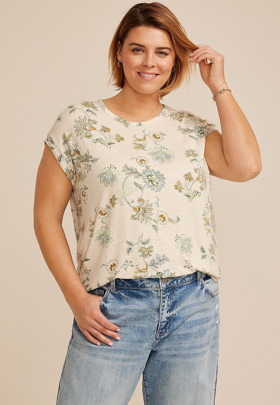 Plus Size 24/7 Clara Floral Tee | Maurices