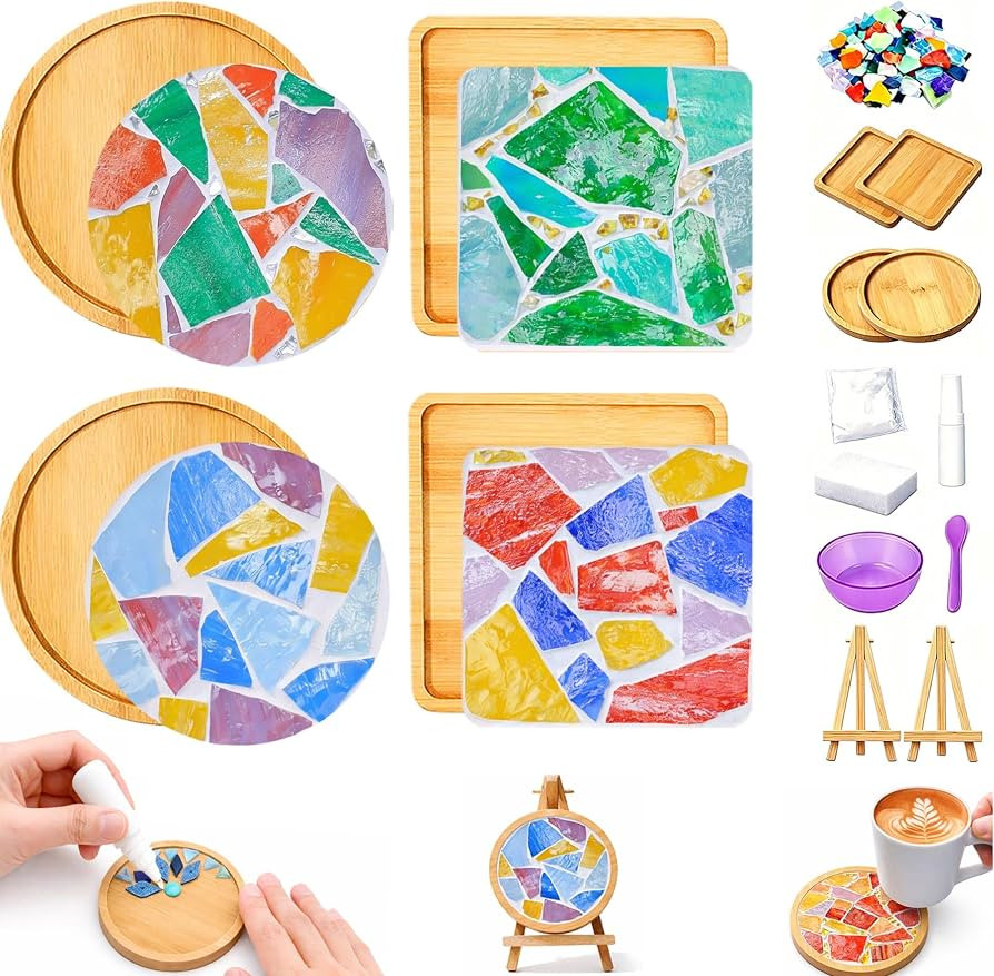 GHAHILI 4 Sets DIY Mosaic Kits for Adults - Graduation Birthday Gifts Glass Mosaic Tiles for Craf... | Amazon (US)