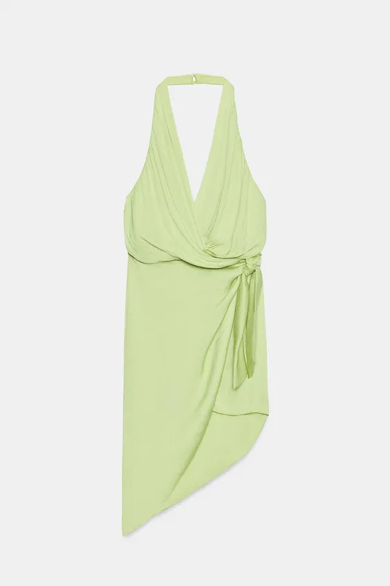 ASYMMETRIC SATIN DRESS WITH KNOT | Zara UK