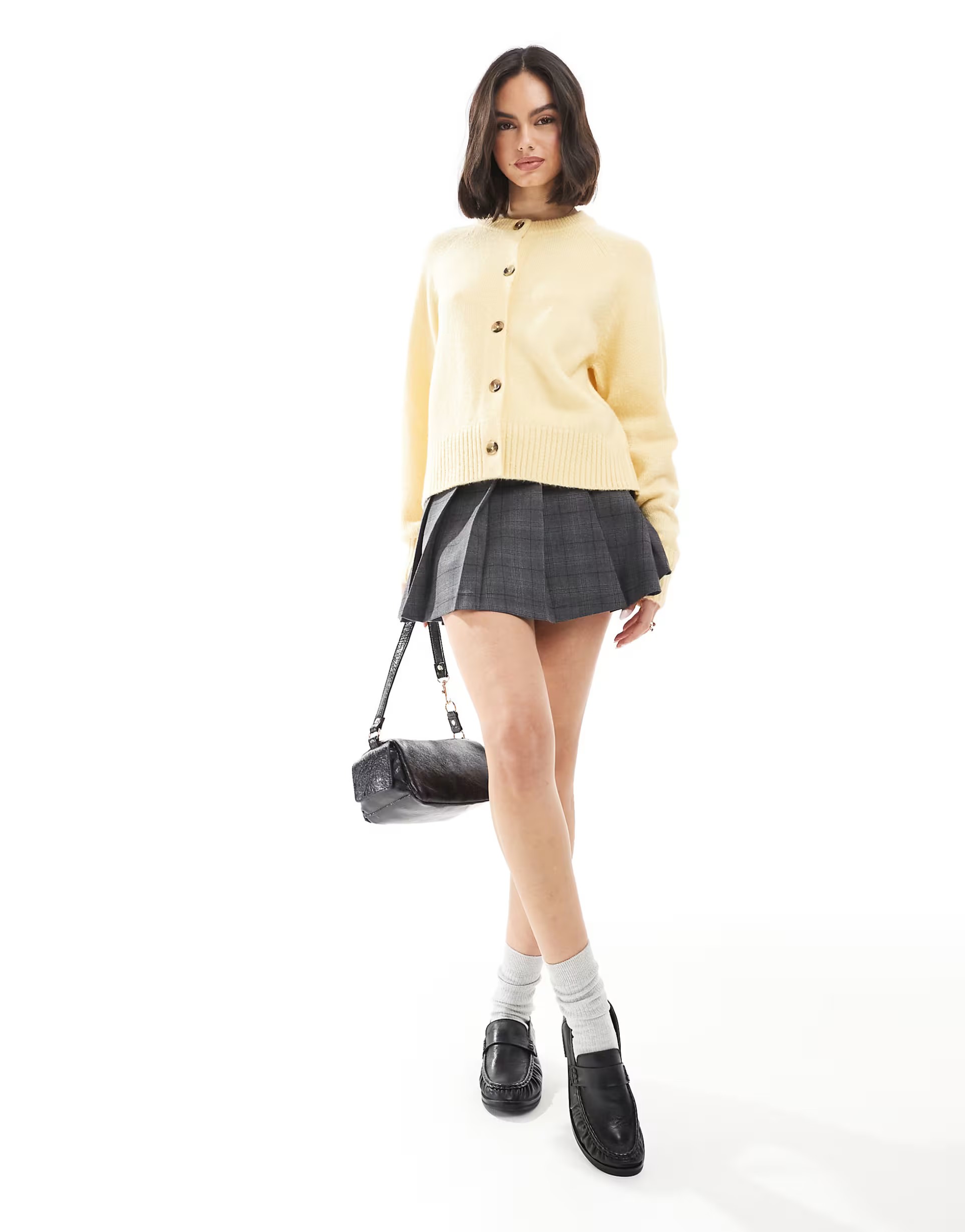 Threadbare crew neck cardigan in butter yellow | ASOS (Global)