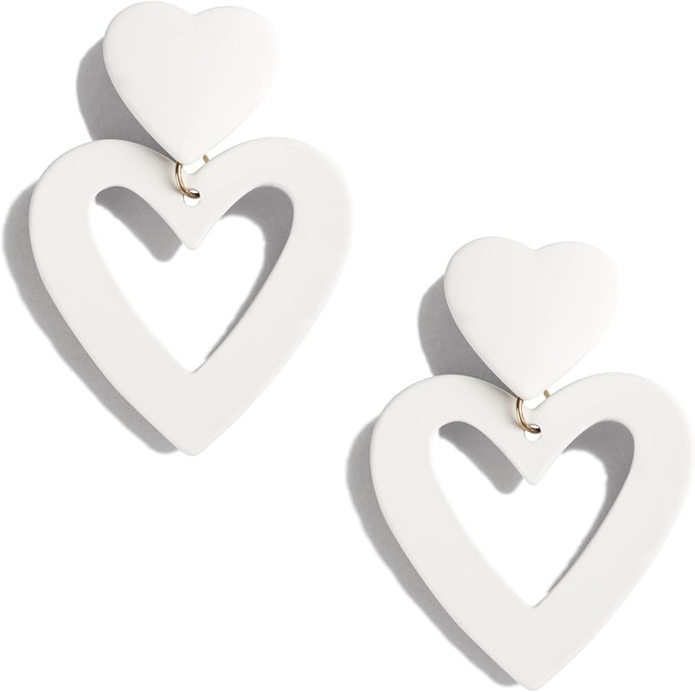 PopTopping Double Heart Earrings Dangling Heart Drop Earrings For Women Love Heart Dangle Earring... | Amazon (US)