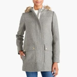 J.Crew Factory Vail Chateau Gray Hooded Wool Blend Coat Parka Size 4 | Poshmark