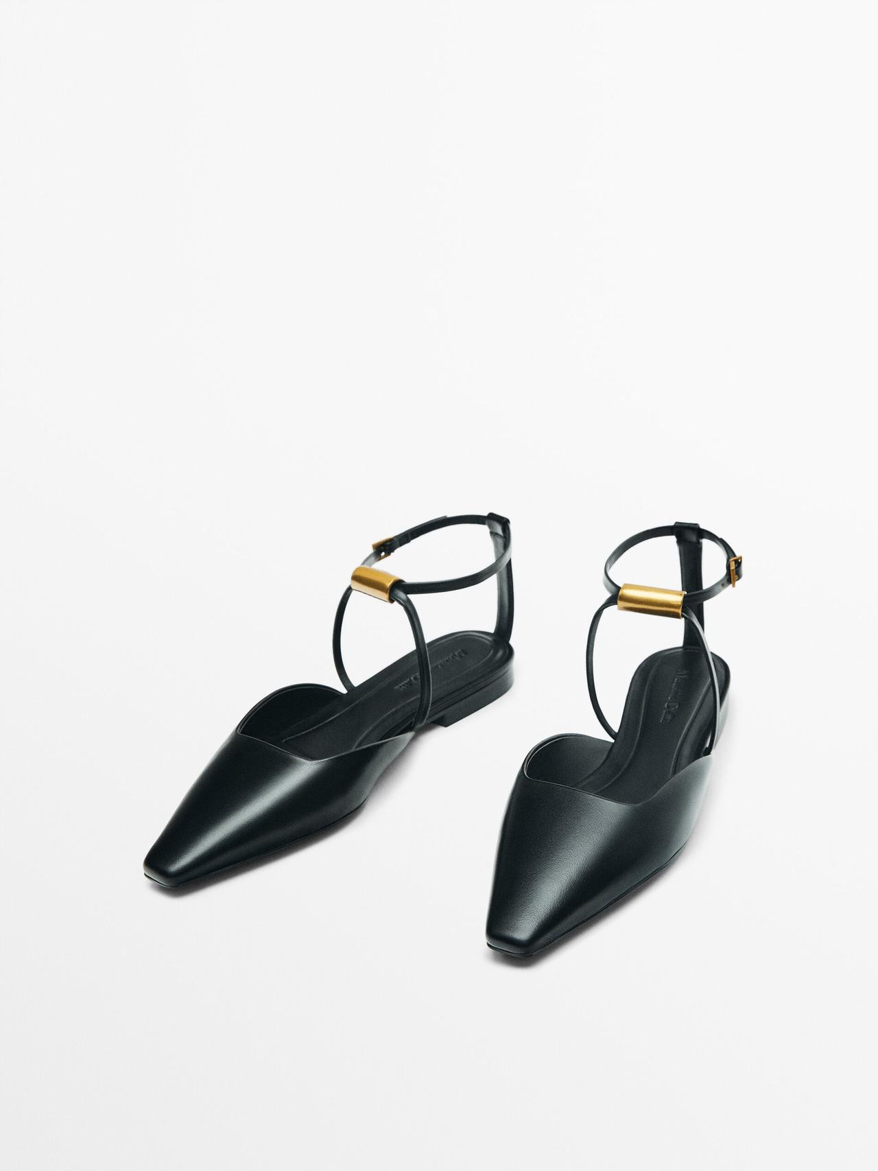 Slingback ballet flats with metal piece | Massimo Dutti US