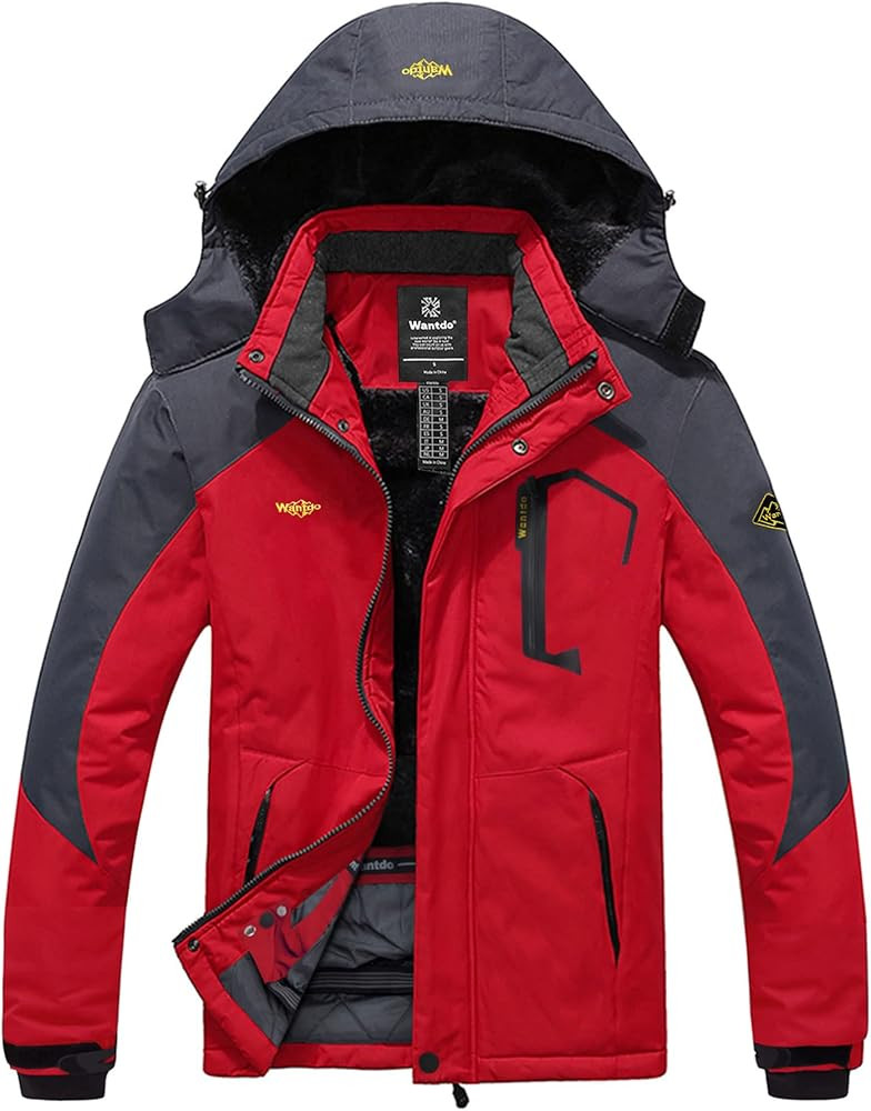 wantdo Men's Mountain Waterproof Ski Jacket Windproof Rain Jacket Winter Warm Hooded Coat | Amazon (US)