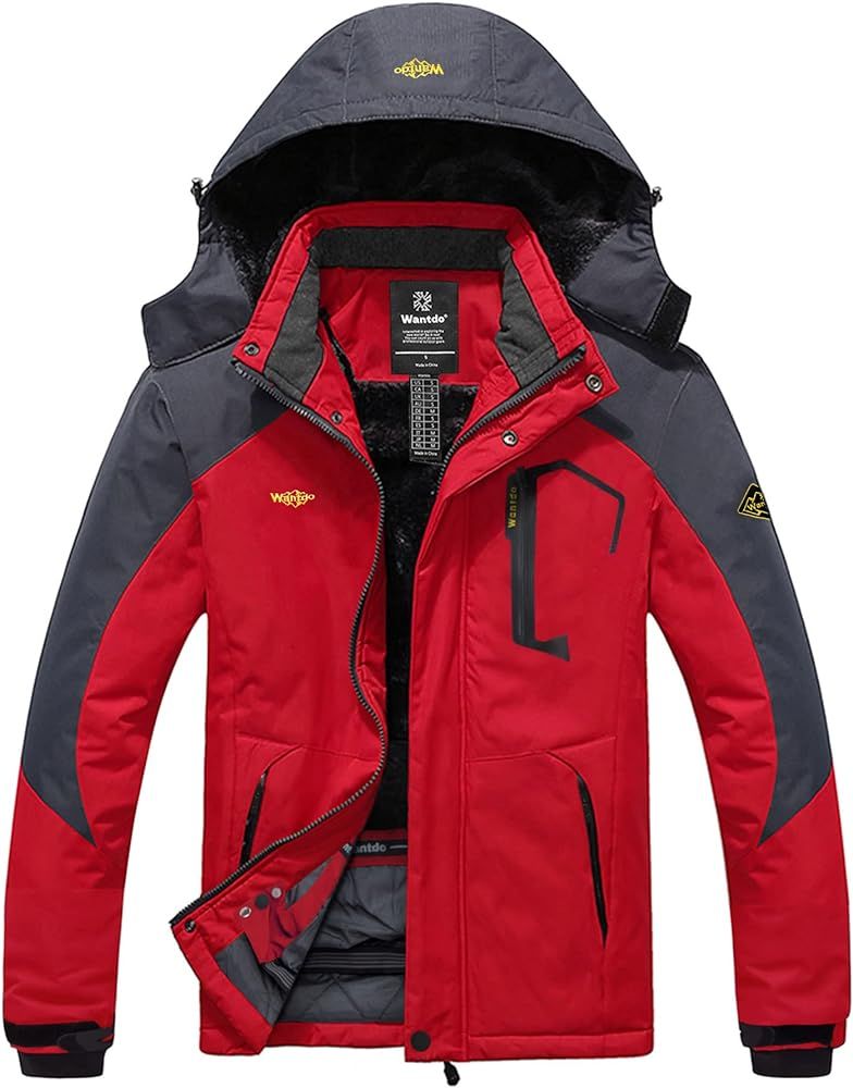 wantdo Men's Mountain Waterproof Ski Jacket Windproof Rain Jacket Winter Warm Hooded Coat | Amazon (US)