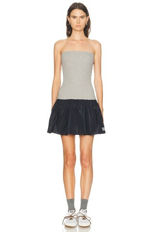 Miu Miu Strapless Mini Dress in Light Grey,Navy | FWRD 