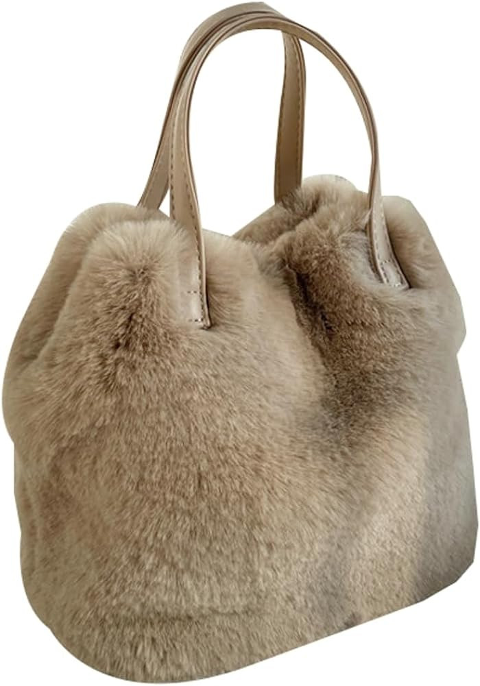 Kukuzhu Hobo Bags for Women Furry Purse Fuzzy Faux Fur Tote Bag Cute Soft Clutch Handbag | Walmart (US)