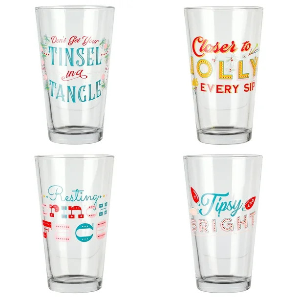 Wanda June Home Santa's Saloon 16.3oz Glass Drinkware Set of 4 by Miranda Lambert - Walmart.com | Walmart (US)