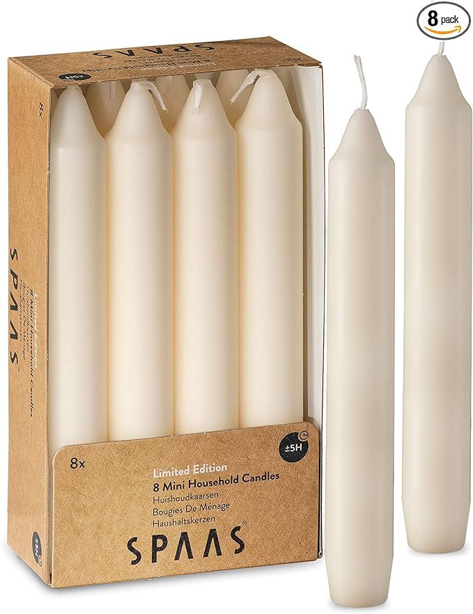 Straight Ivory Candlesticks - Pack of 8 6" Long Ivory Candles - 5 Hour Long Burning Unscented Can... | Amazon (US)