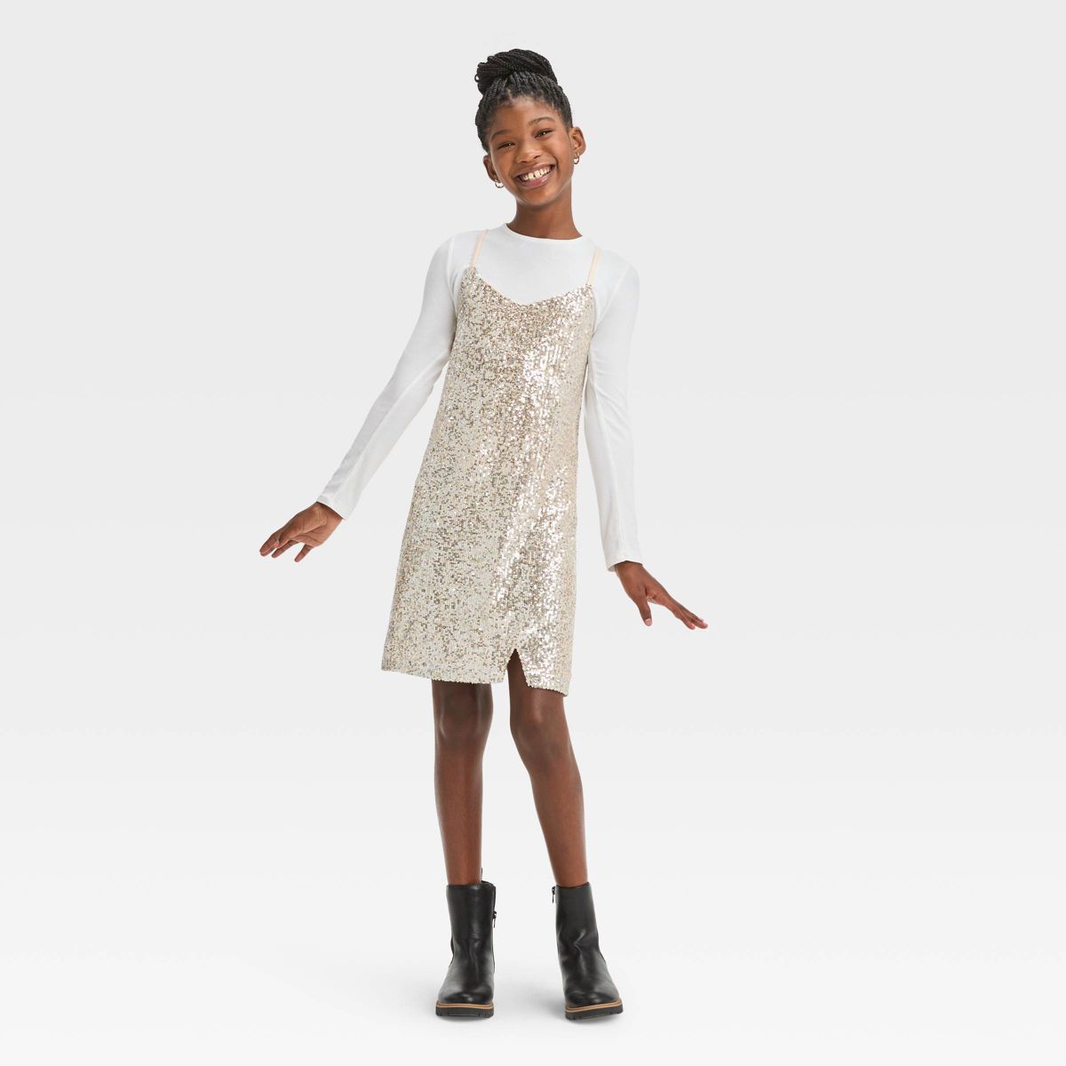 Girls' Long Sleeve 2 for 1 Dress - art class™ | Target