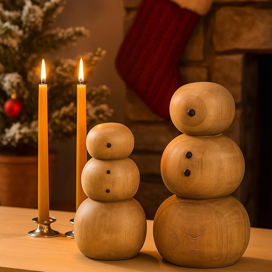 2 Pcs Christmas Wooden Snowman Holiday Decoration 7.5'' 11.5'' Height Christmas Wood Ornaments Cr... | Amazon (US)