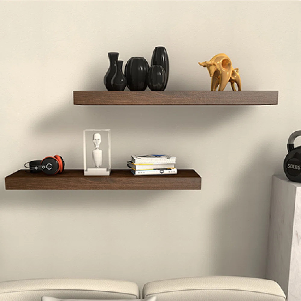 Chalissa 2 Piece Solid Wood Floating Shelf (Set of 2) | Wayfair North America
