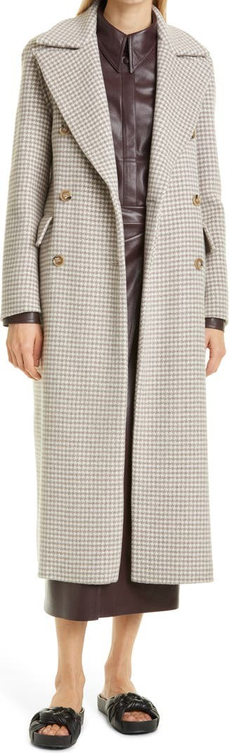 Lana Check Double Breasted Wool & Silk Coat | Nordstrom