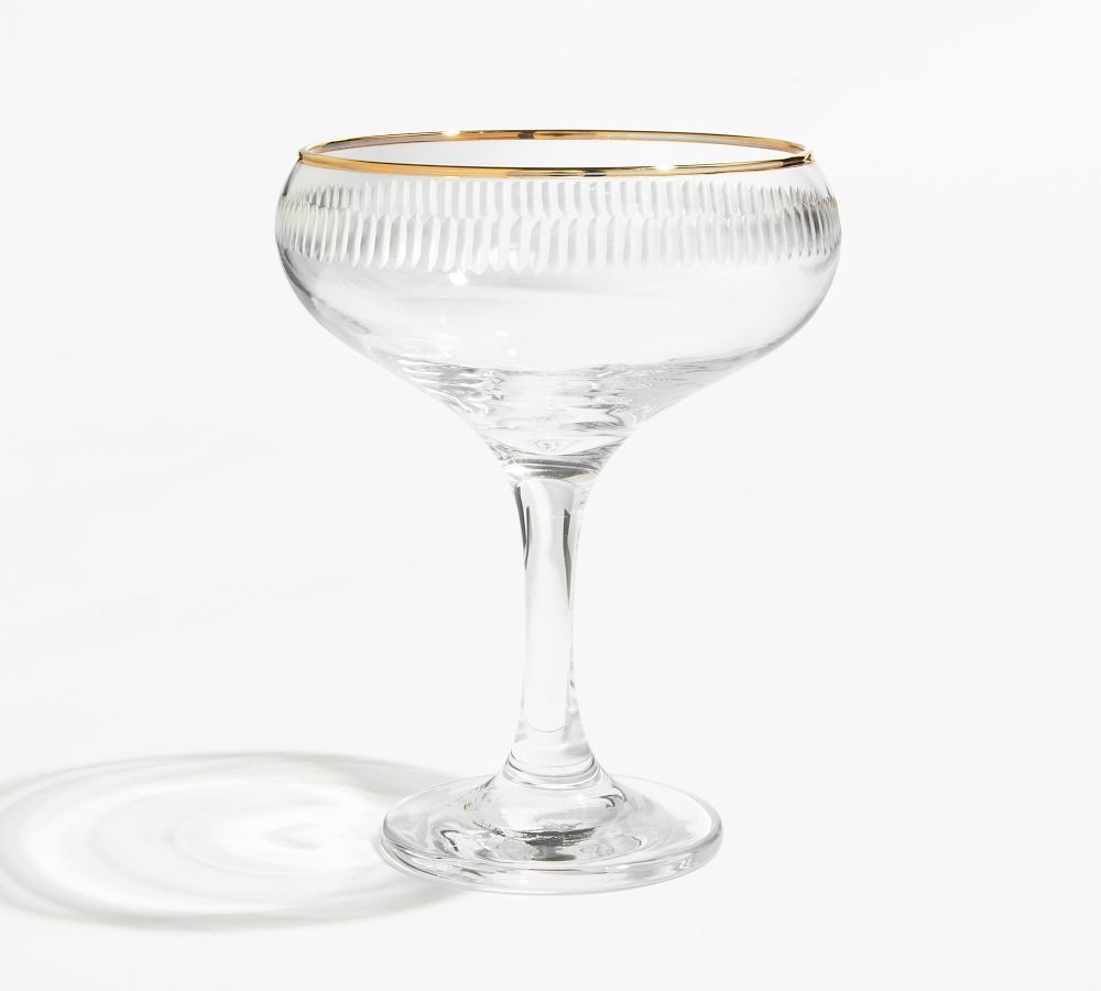 Etched Gold Rim Coupe Glasses, Set of 4 | Pottery Barn (US)