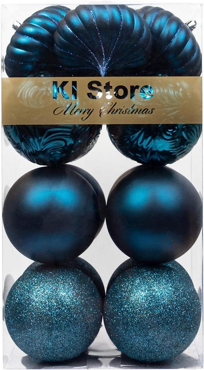 KI Store Large Christmas Balls Blue 4-Inch Shatterproof Christmas Tree Ball Ornaments Decorations... | Amazon (US)