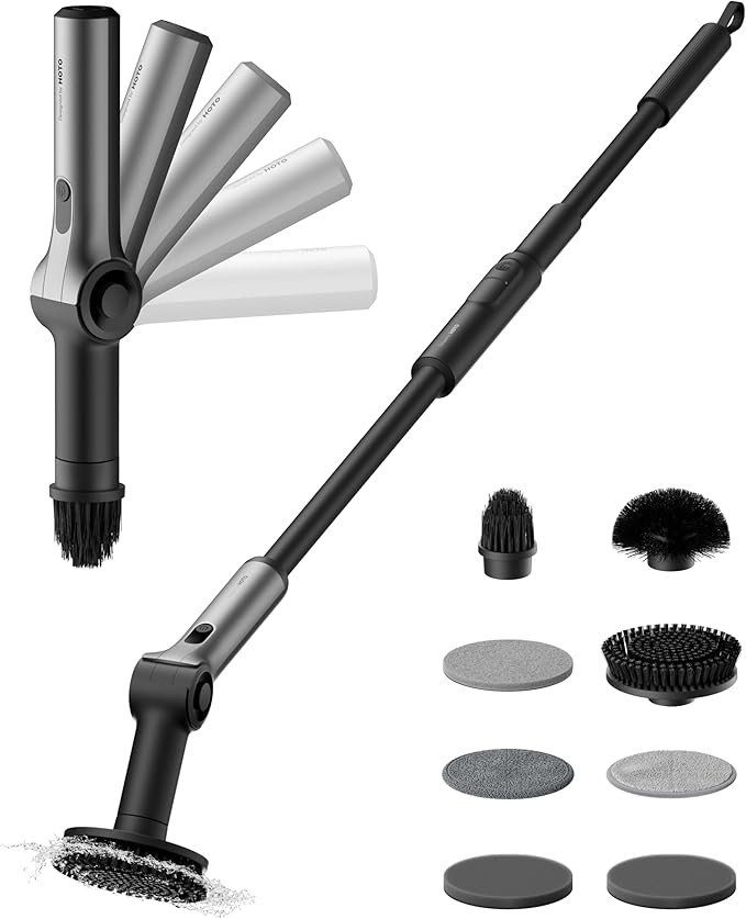 HOTO Flexi™ Cordless Electric Spin Scrubber, Adjustable Angle, Extendable Handle, Smart Display... | Amazon (US)