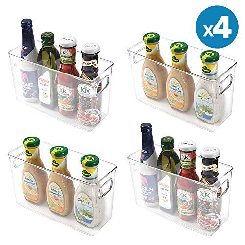 MoMA Kitchen Plastic Storage Organizer Bins (4 Packs) with Handles, Clear Container for Pantry, C... | Amazon (US)