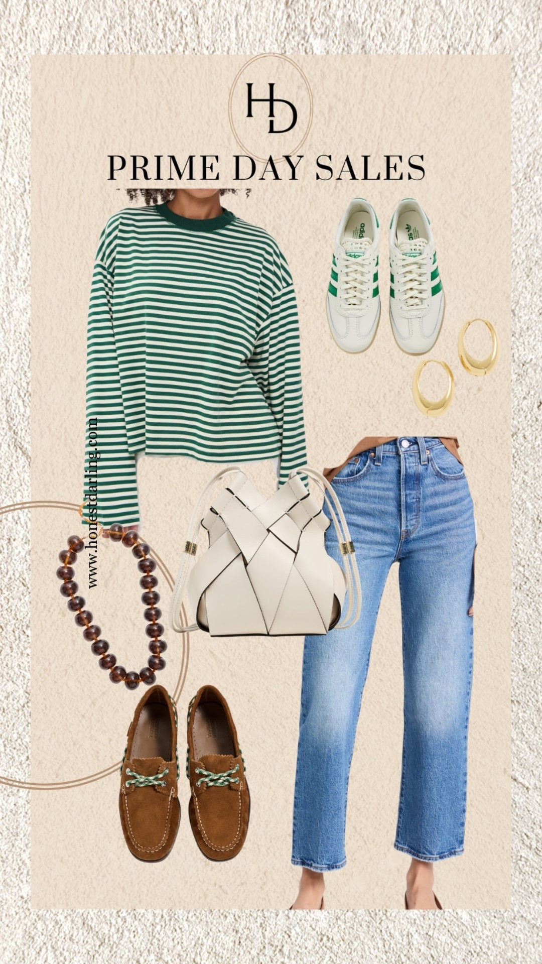 All on sale! Striped tee, classic jeans, sneakers, suede, loafers, leather bag, gold, hoops, statement necklace ￼

#LTKootd #LTKSaleAlert