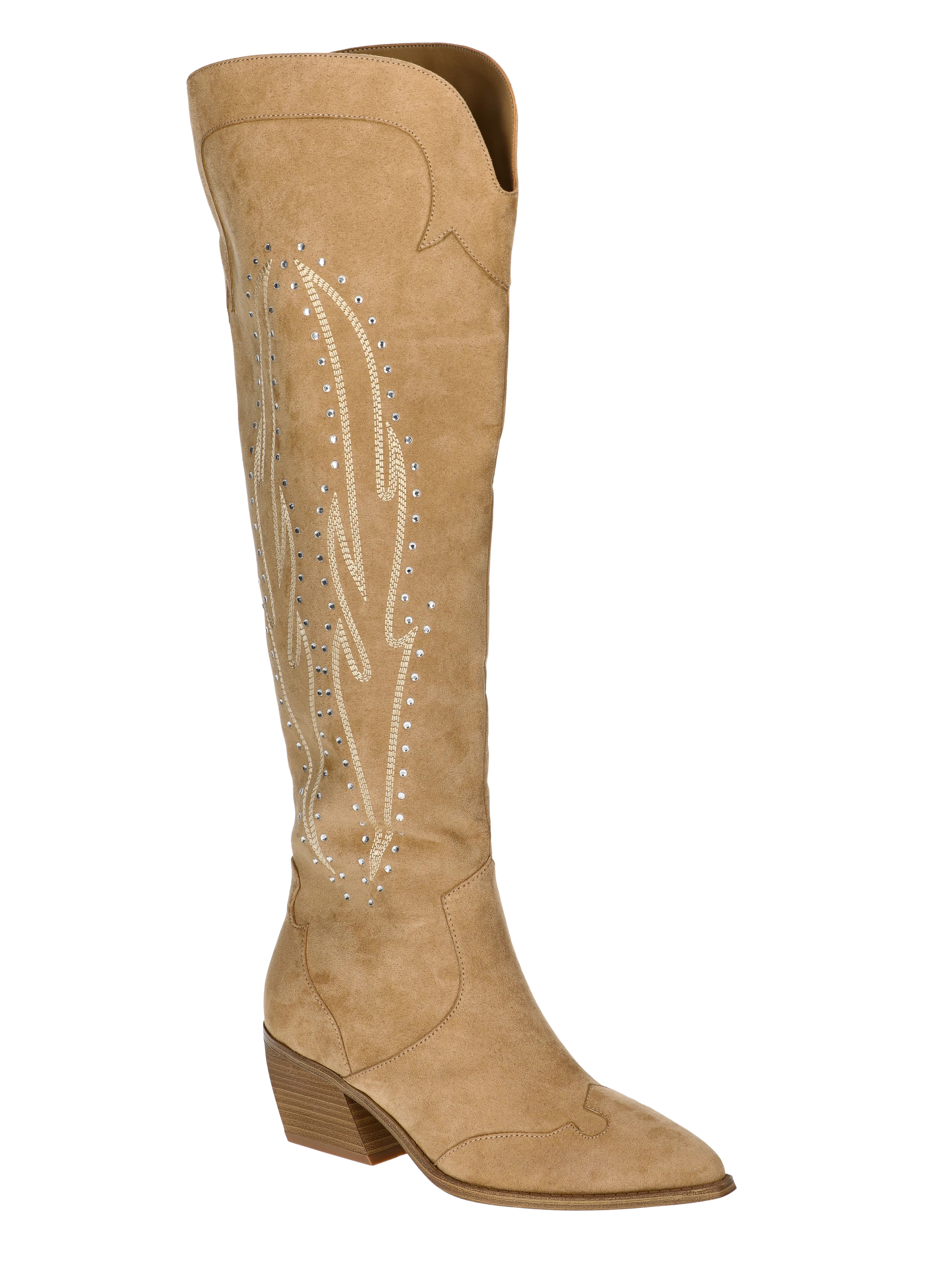 No Boundaries Women's Over the Knee Bling Western Boots | Walmart (US)