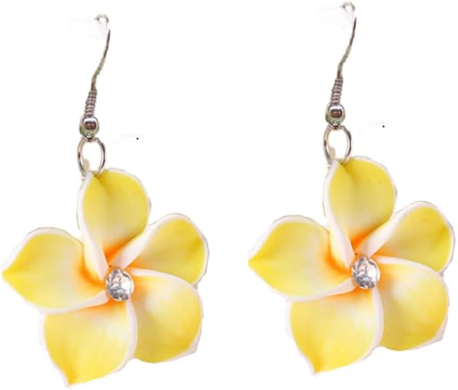 Hawaiian Plumeria Rubra Dangle Earrings Bohemia Tropical Flower Dangle Earrings Luau Beach Party ... | Amazon (US)