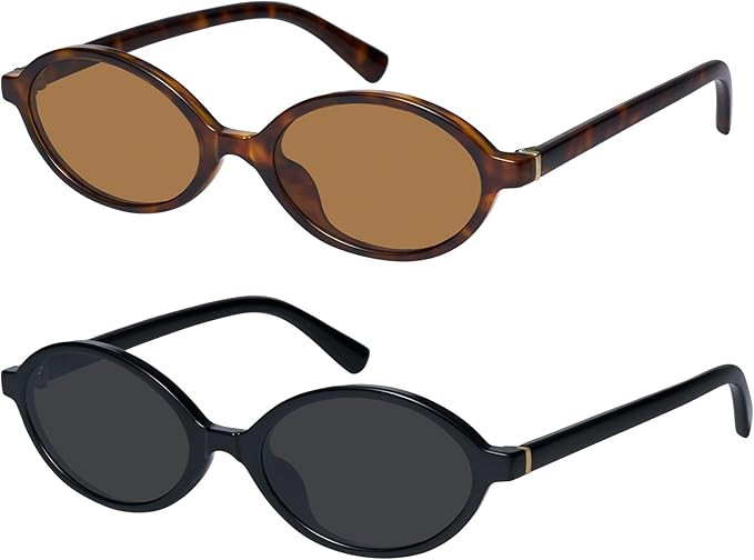 mosanana Small Trendy Oval Sunglasses for Women Narrow Tiny Skinny 90s Retro Style MS52477 | Amazon (US)