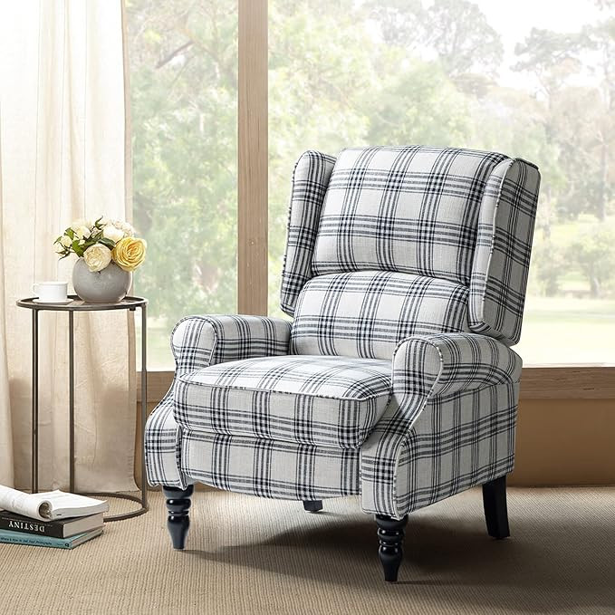 HULALA HOME Upholstered Wingback Recliner Chair, Small Adjustable Footrest Push Back Single Recli... | Amazon (US)