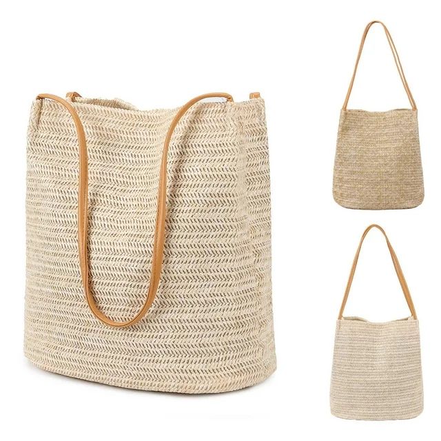 Luxtrada Straw Beach Bag Buckets Totes Handbag Shoulder Bag Tote Bag Women Summer Handbag "Light ... | Walmart (US)