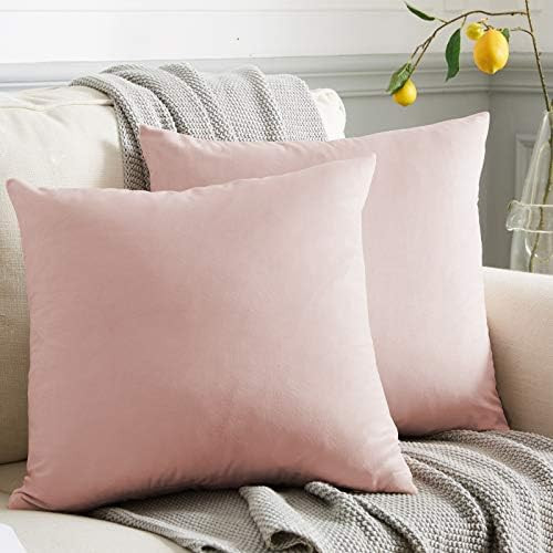WAYIMPRESS Soft Velvet Pink Valentine Throw Pillow Covers 18x18，Pack of 2 Decorative Solid Squa... | Amazon (US)