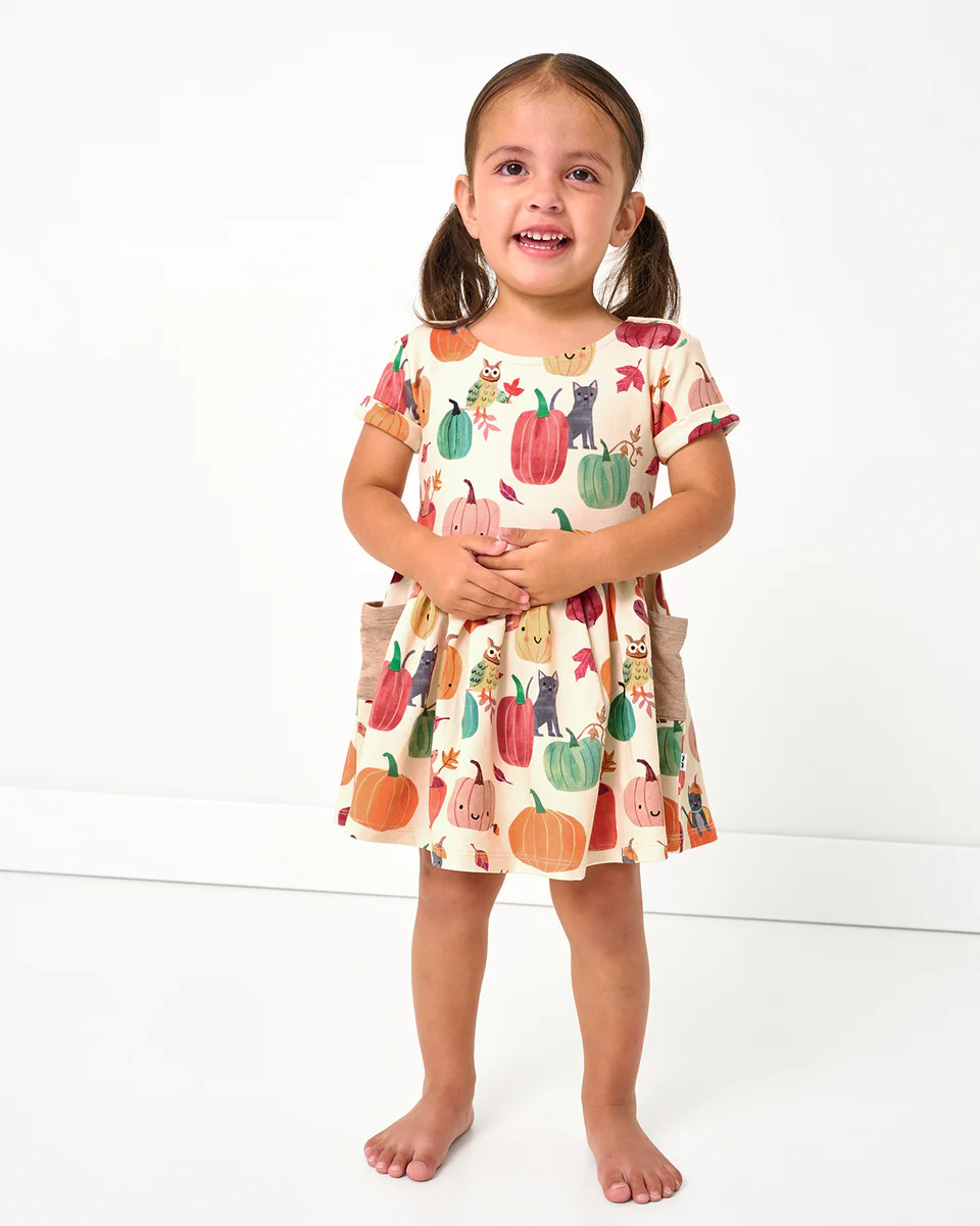 Pumpkin Pals Patch Pocket Dress with Bloomer | Little Sleepies
