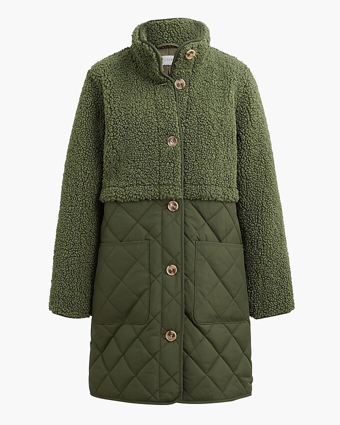Mixed-media sherpa coat | J.Crew Factory