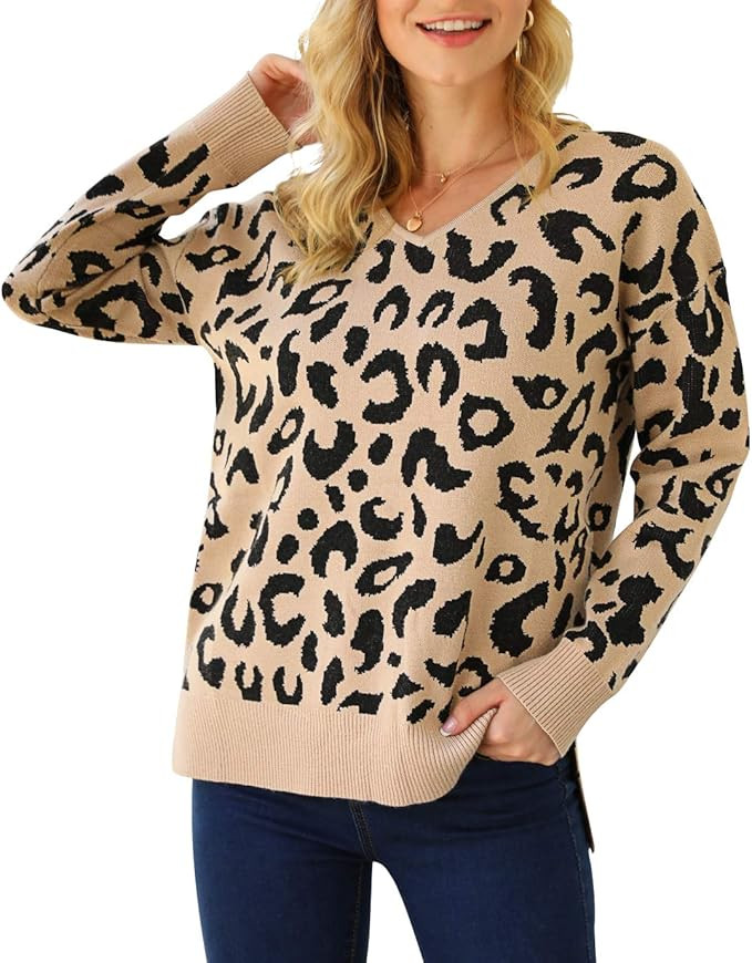 Jouica Women's Casual Lightweight V Neck Batwing Sleeve Knit Top Loose Pullover Sweater | Amazon (US)