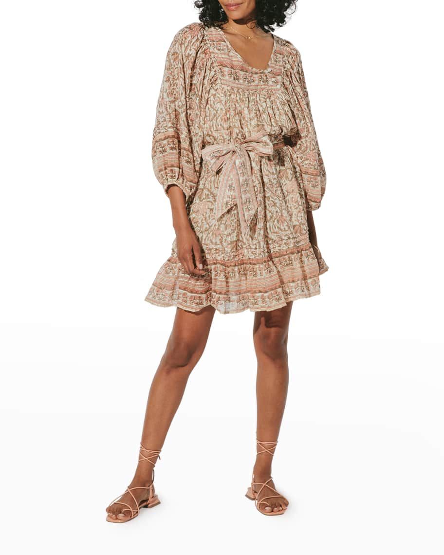 Cleobella Vivian Belted Floral-Print Mini Dress | Neiman Marcus