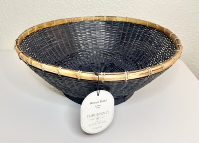 Threshold x Studio McGee Round Bamboo Decorative Woven Bowl Slate Black | eBay US