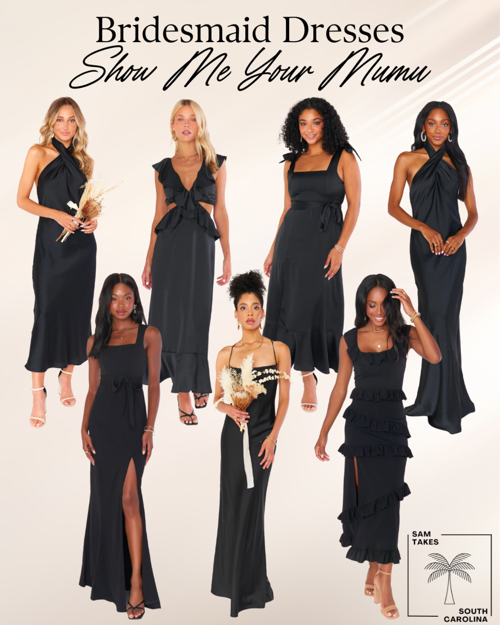More mismatched bridesmaid dresses to save for your upcoming wedding! These Show Me Your Mumu dresses provide a cohesive look with their own personality. 

Black tie dress, bridesmaid dresses, wedding guest dress 

#LTKunder100 #LTKCon #LTKwedding