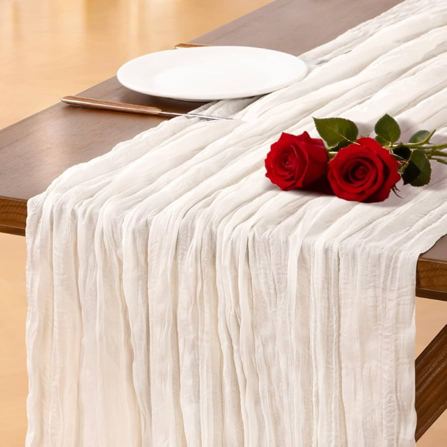 Socomi Ivory White Cheesecloth Table Runner Valentine's Day Boho Rustic Gauze 120 inch 10FT Chees... | Amazon (US)