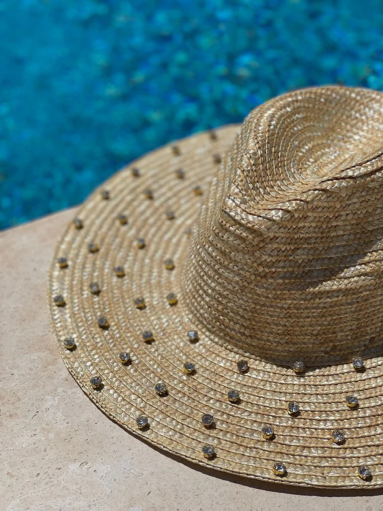 NEW!! Roma Rhinestone Straw Panama in Clear | Glitzy Bella