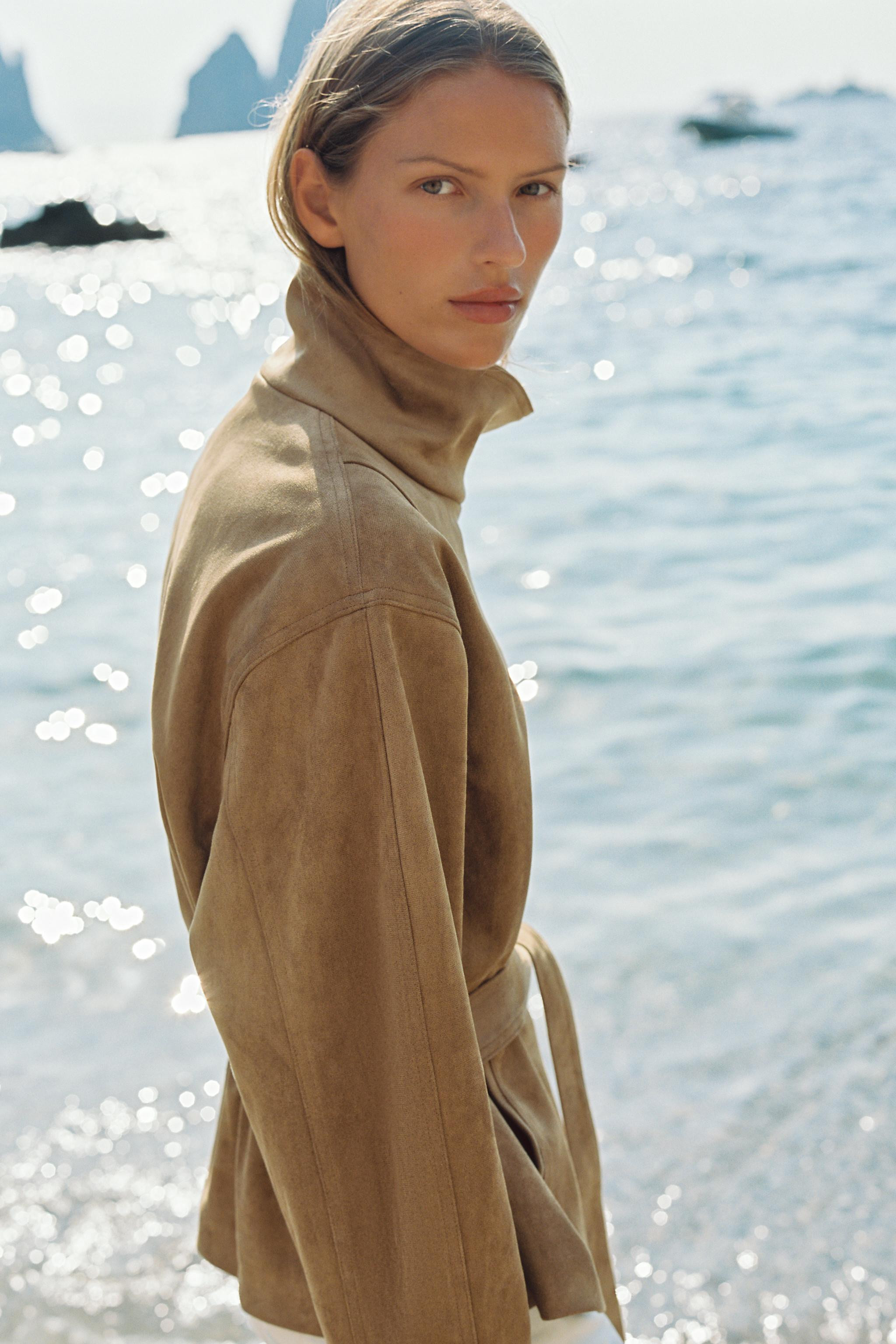 FAUX SUEDE BELTED JACKET | Zara UK