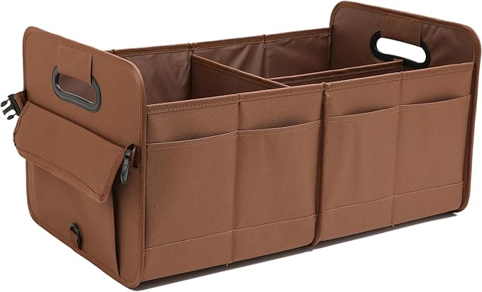 Car Trunk Organizer, Brown, Foldable, Non-slip, Adjustable, Multiple Compartments, 600D Oxford Cl... | Amazon (US)