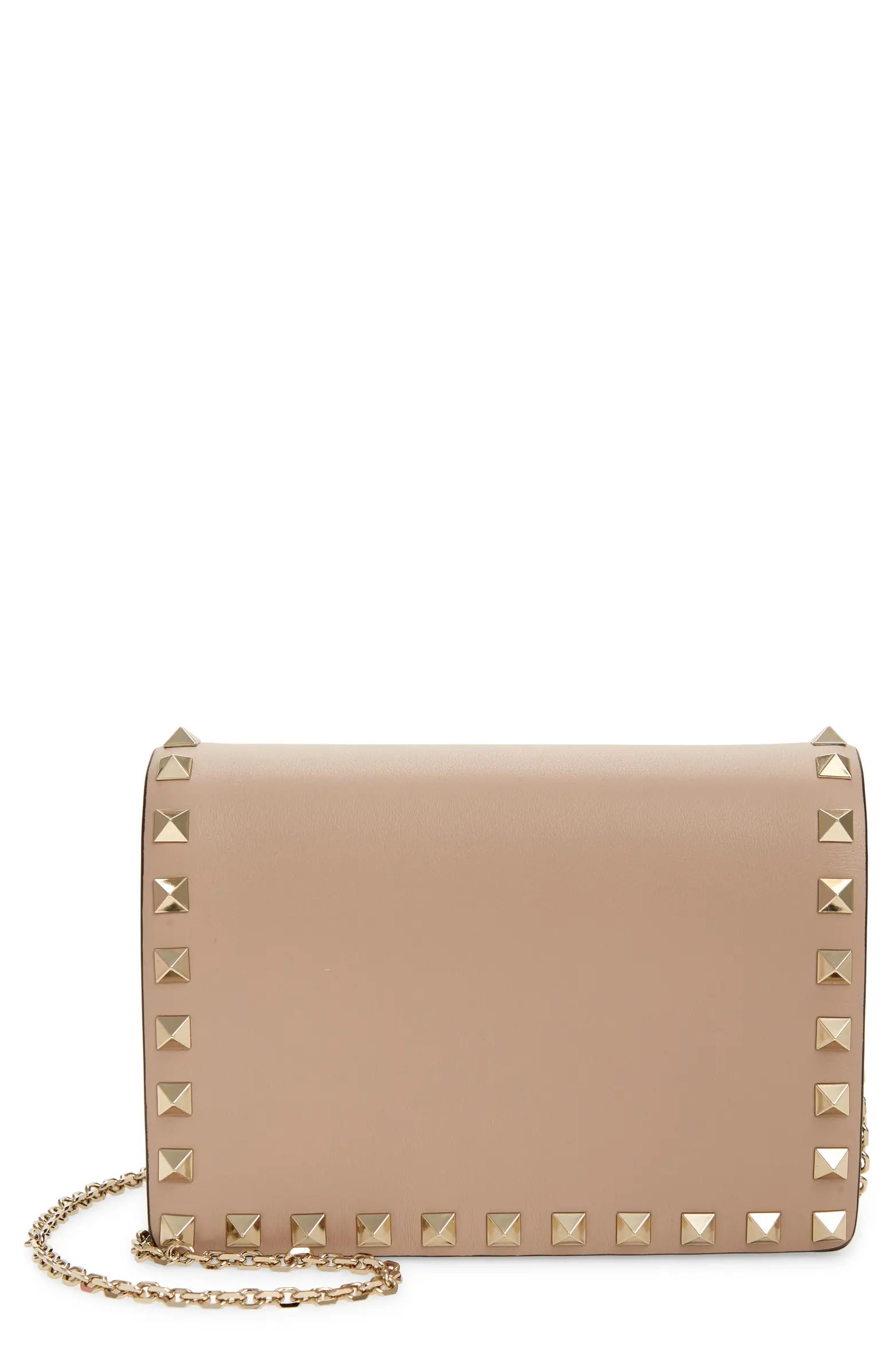 Valentino Garavani Rockstud Leather Wallet on a Chain | Nordstrom | Nordstrom