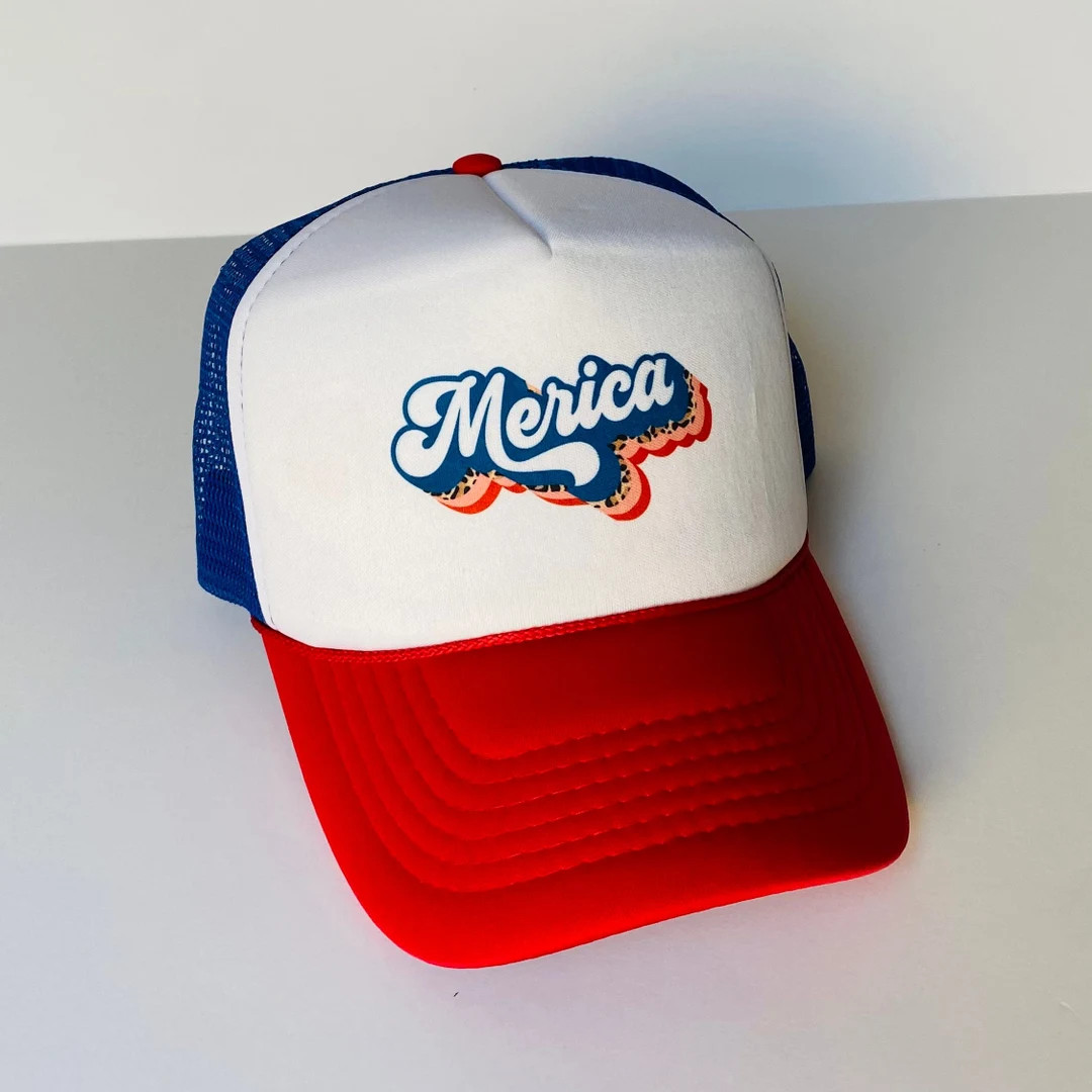 Merica Trucker Hat, USA Red White and Blue Foam Front Trucker Hat, 4th of July, Merica, 4th of Ju... | Etsy (US)