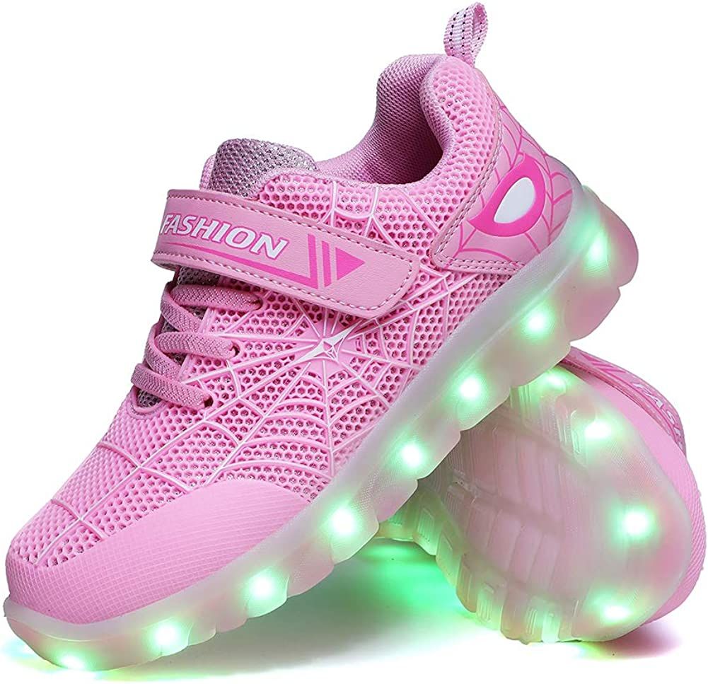 YUNICUS Kids Light Up Shoes Led Flash Sneakers with Spider Upper USB Charge for Boys Girls Toddle... | Amazon (US)