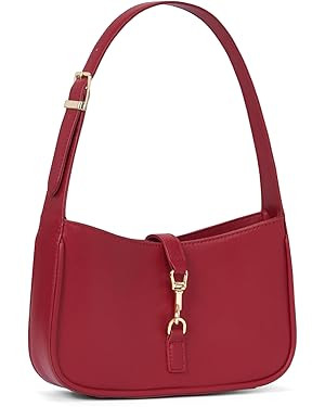 JQWSVE Shoulder Bags for Women Burgundy Purse Trendy Small Handbag Faux Leather Shoulder Purse Ev... | Amazon (US)