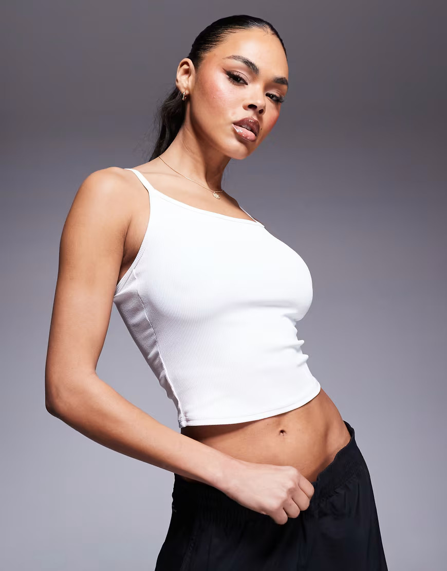 4505 strappy ribbed cami active vest in white | ASOS (Global)