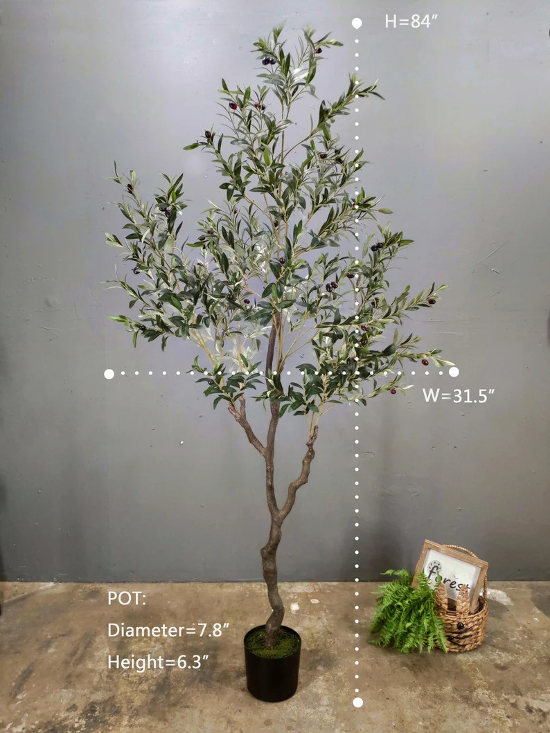 Large Artificial Olive Tree: 84" Faux Silk Plant | Etsy (US)