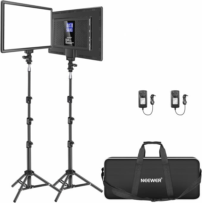 Neewer 13" Led Video Light Panel Kit, 2 Pack Dimmable Bi Color Soft Key Lighting with Tripod Stan... | Amazon (UK)