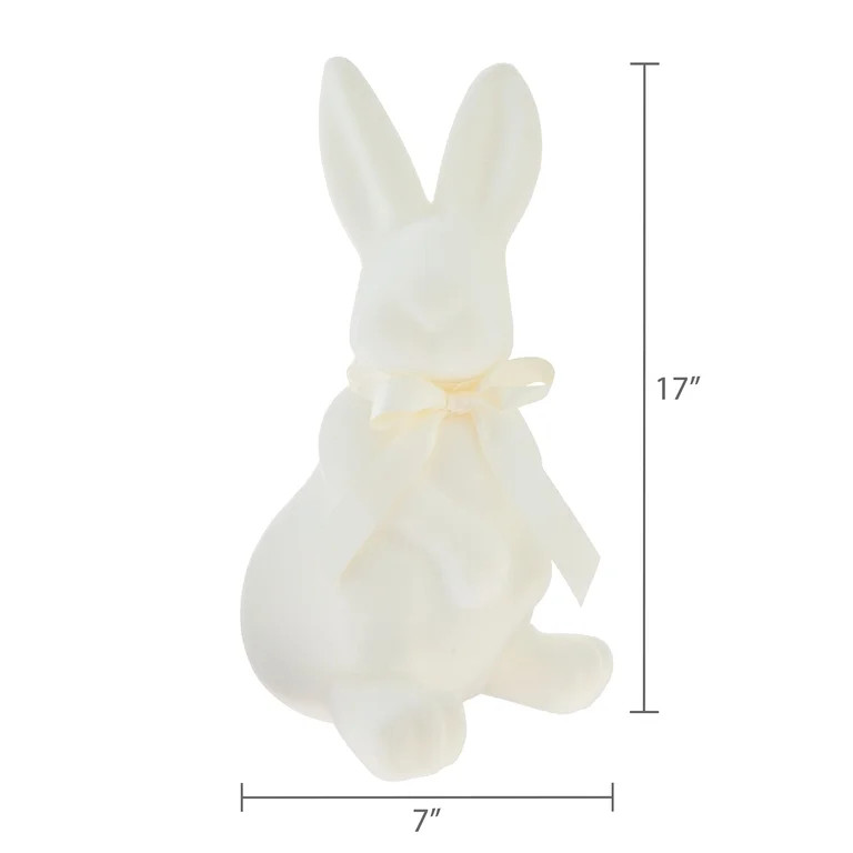 Flocked Sitting Bunny Tabletop Decoration, Cream, 17", Easter by Way To Celebrate | Walmart (US)