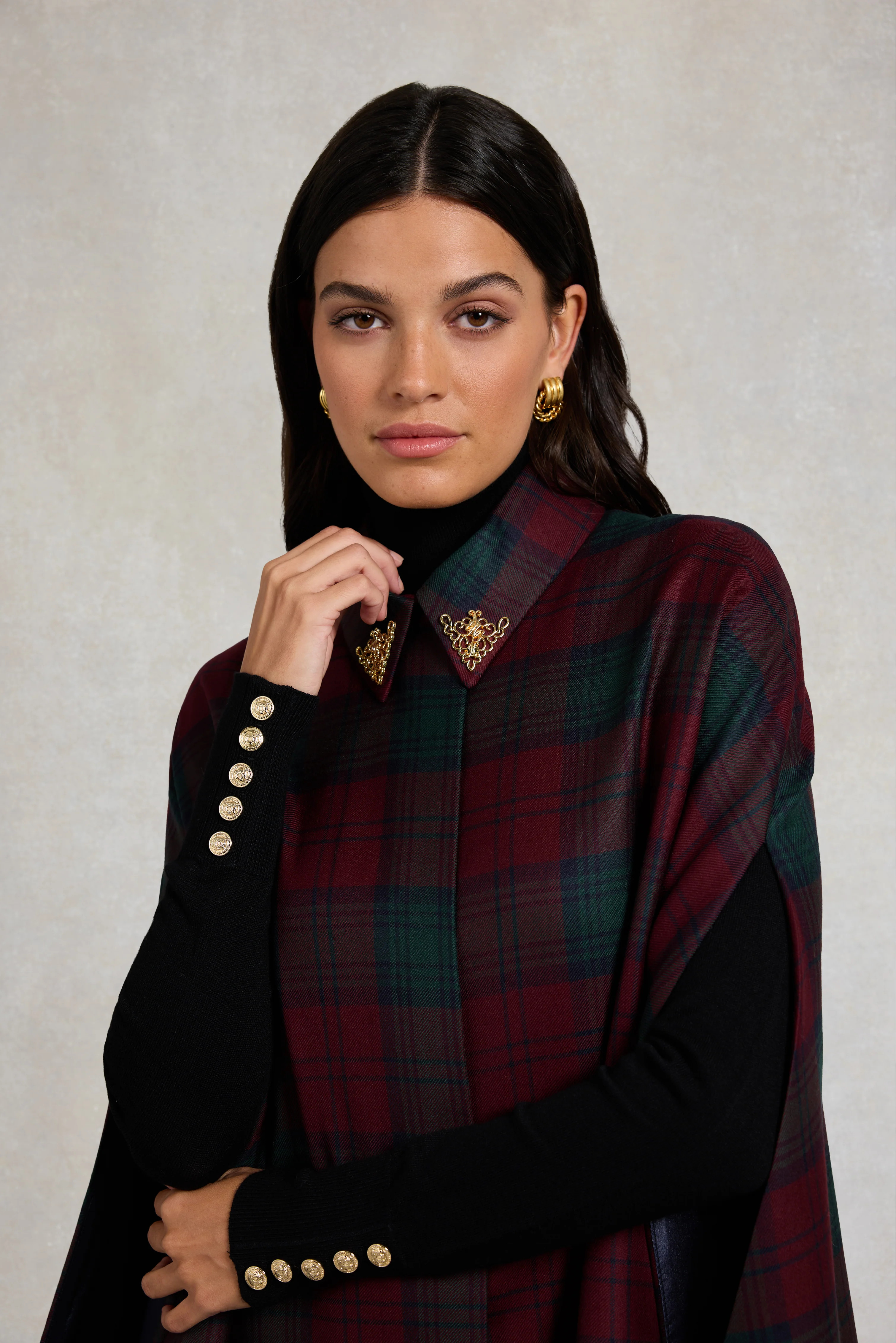 Knightsbridge Cape (Mulberry Tartan) | Holland Cooper