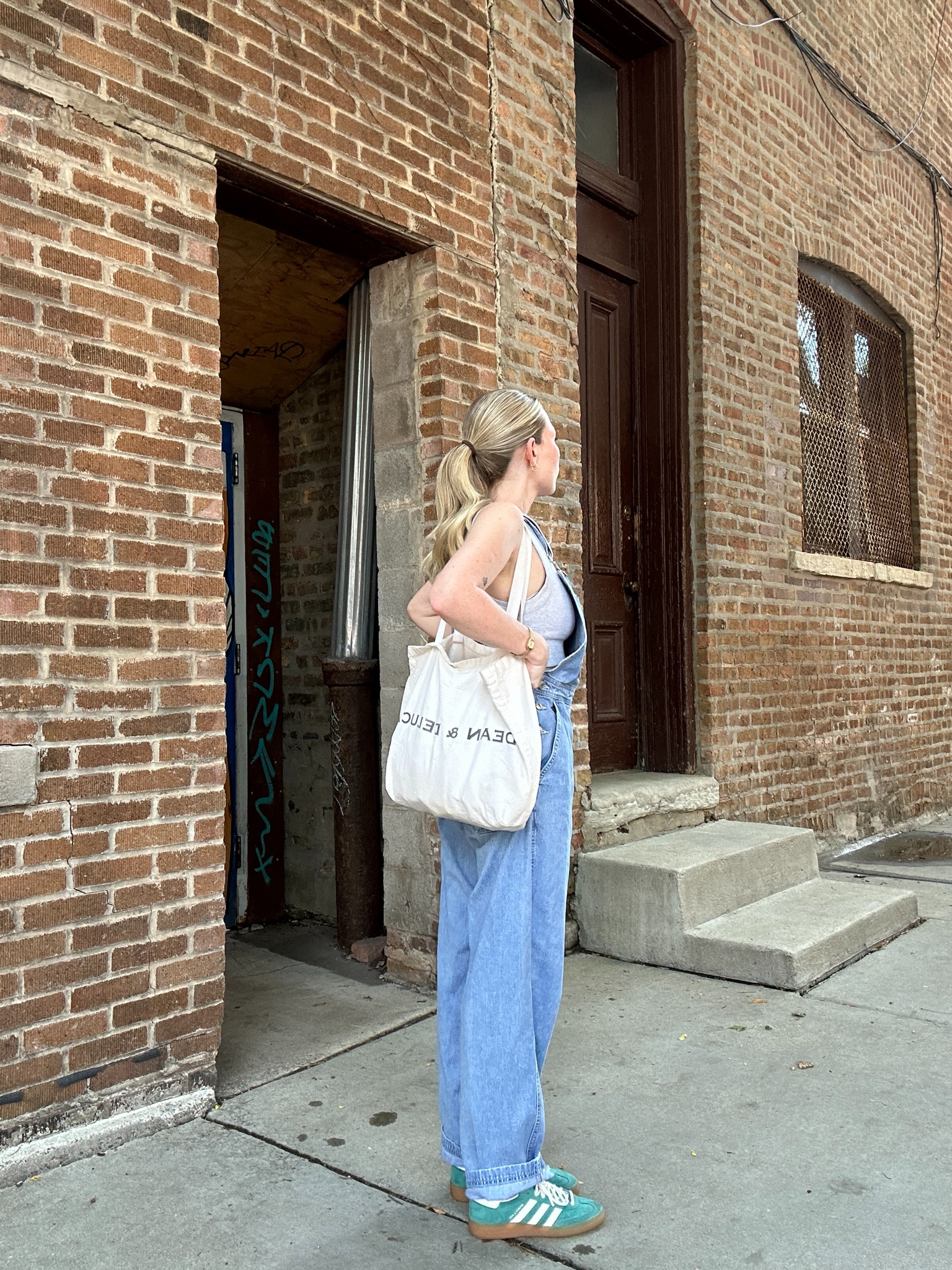 thrifted overalls, abercrombie tank, adidas, tote bag, casual style, casual outfit, simple style, neutrals, basics

#LTKBacktoSchool #LTKStyleTip #LTKFindsUnder100